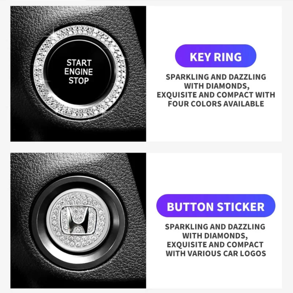 Pack of 3 Crystal Car Start Button Ring