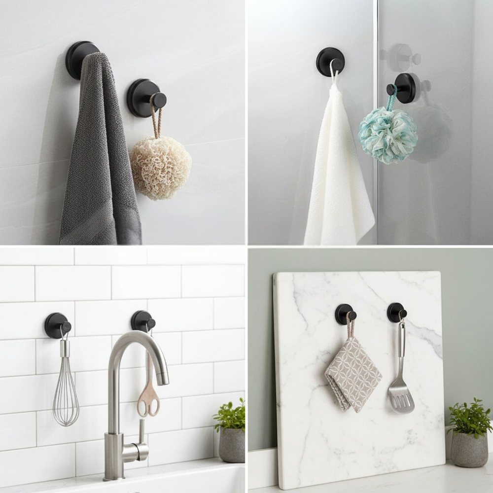 Pack of 4 Twist Lock Suction Hooks